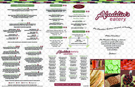 A menu of Aladdin's Eatery