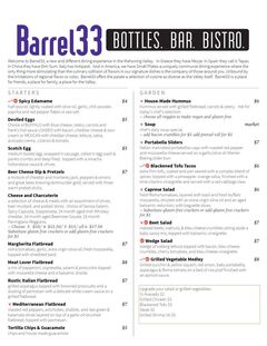 A menu of Barrel33