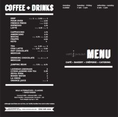 A menu of Café Avalaun