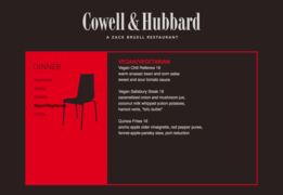 A menu of Cowell & Hubbard