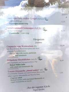 A menu of Hotel Alpendorf