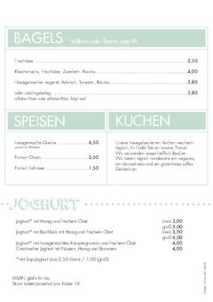 A menu of Fräulein Wild