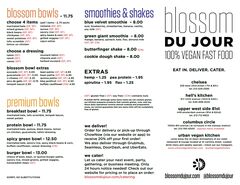 A menu of Blossom Du Jour, 9th Avenue