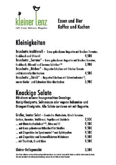 A menu of Kleiner Lenz