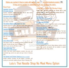 A menu of Lulu's Thai Noodle Shop, Central Street