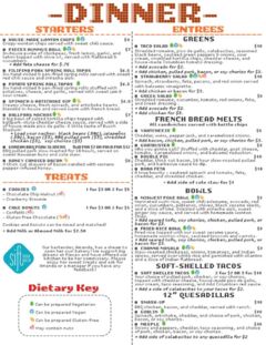 A menu of Pieces Board Game Bar And Restaurant