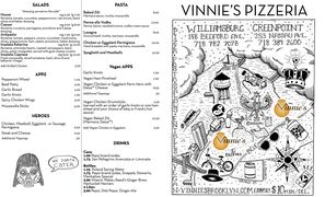 A menu of Vinnie's Pizzeria, Bedford Avenue