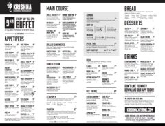 A menu of Krishna Catering & Restaurant