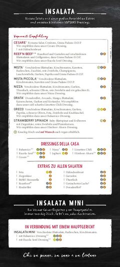 A menu of Vapiano, Habsburger Ring