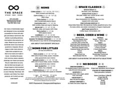 A menu of The Space Concert Club