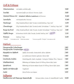 A menu of Brückenhaus