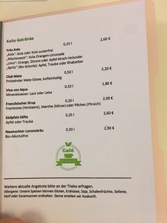 A menu of "ich bin so frey"