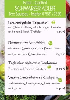 A menu of Hotel-Gasthof Schwarzer Adler