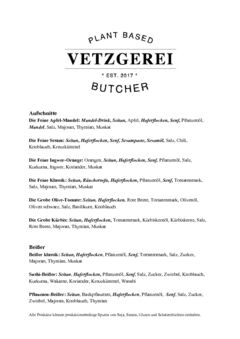 A menu of Vetzgerei