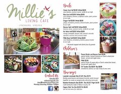 A menu of Millie's Living Cafe