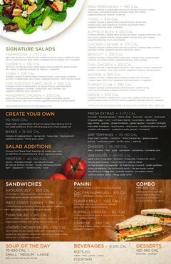 A menu of Saladworks