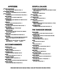 A menu of Saffron Indian Bistro, Norfolk