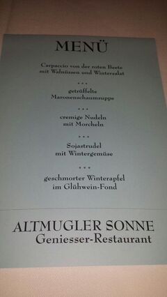 A menu of Altmugler Sonne