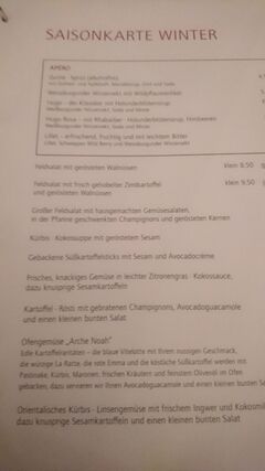 A menu of Kartoffelhaus