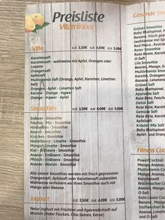 A menu of Vitaminbar