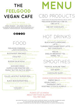 A menu of The Feel Good Cafe