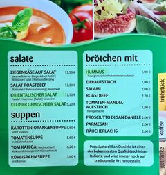 A menu of 21 Cafe & mehr