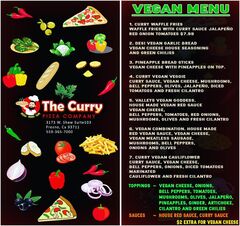A menu of The Curry Pizza Company