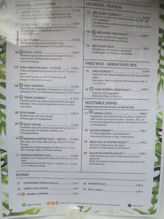 A menu of Pandan