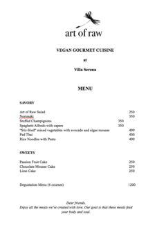 A menu of Villa Serena