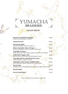 A menu of Yumacha