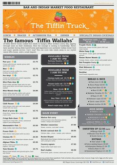 A menu of The Tiffin Truck