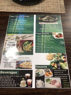 A menu of Baan Thai Restaurant