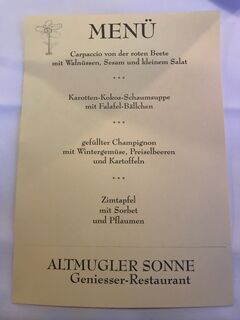 A menu of Altmugler Sonne