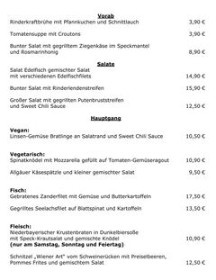 A menu of Zellers Restaurant