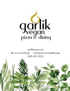 A menu of Garlik Vegan