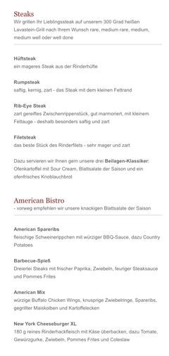 A menu of Steak- und Pfannkuchenhaus