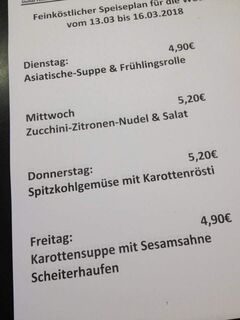 A menu of Stella’s Feinköstlich
