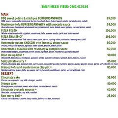 A menu of Jalus Vegan Kitchen & Café