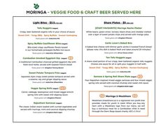 A menu of Moringa Bar