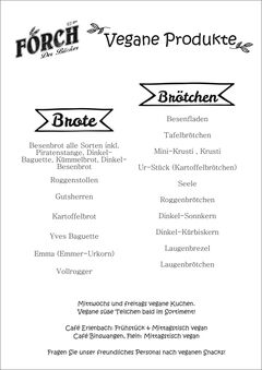 A menu of Förch der Bäcker