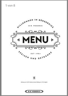 A menu of Die Weberei