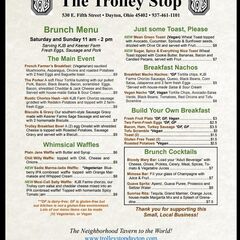 A menu of The Trolley Stop