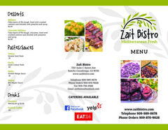 A menu of Zait Bistro