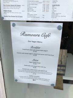 A menu of Rumours Café