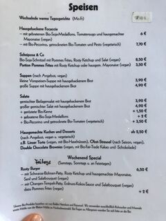 A menu of Café Rost