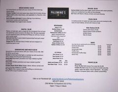 A menu of Palomino's