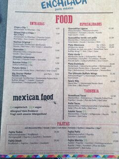 A menu of Enchilada