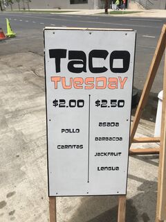 A menu of Thyda's Tacos