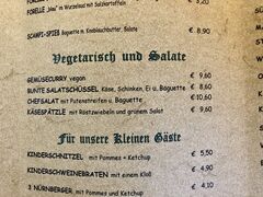 A menu of Zum Brez’nwirt