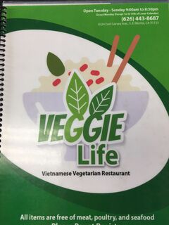 A menu of Veggie Life Restaurant